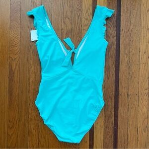 NWT Marina West one piece swimsuit swim Mint green M medium flutter sleeves